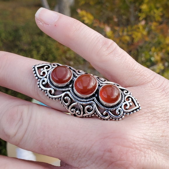 New Huge Unique Carnelian 925 Silver Statement Ring. - Picture 8 of 11